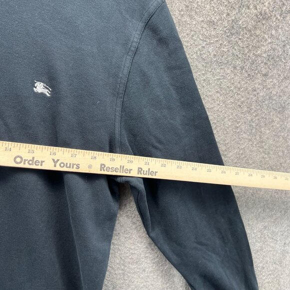 Burberry Pullover Men Medium Black Half Zip Long Sleeve Embroidery Sweater - Picture 5 of 12